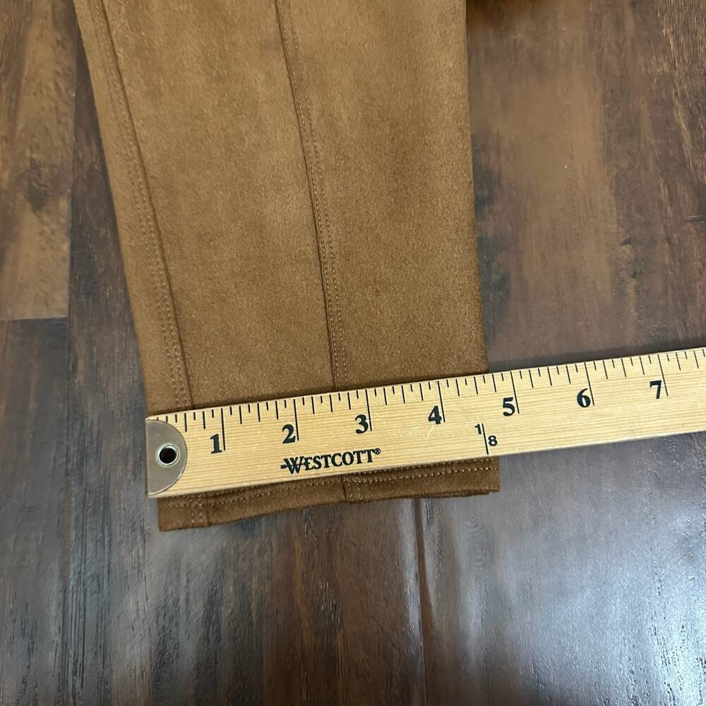 SPANX Leggings Cognac Brown Faux Suede High Rise Shapewear Pants - Picture 16 of 16